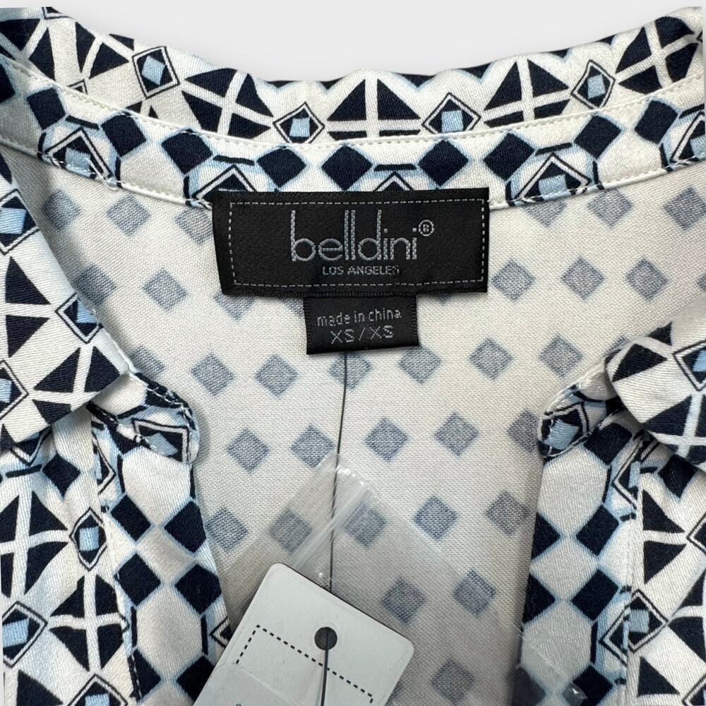 NWT Belldini Rayon Short Sleeve Collared V-Neck Button-Down Blouse, Wm's XS - Picture 7 of 9